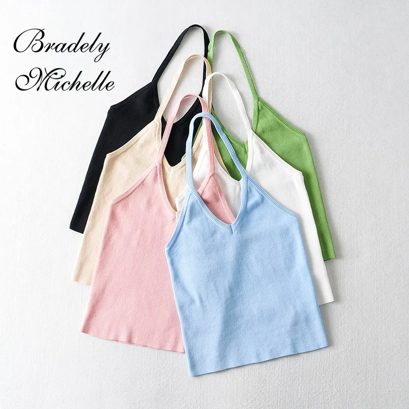 

Женская майка на бретельках, с V-образным вырезом, 2021