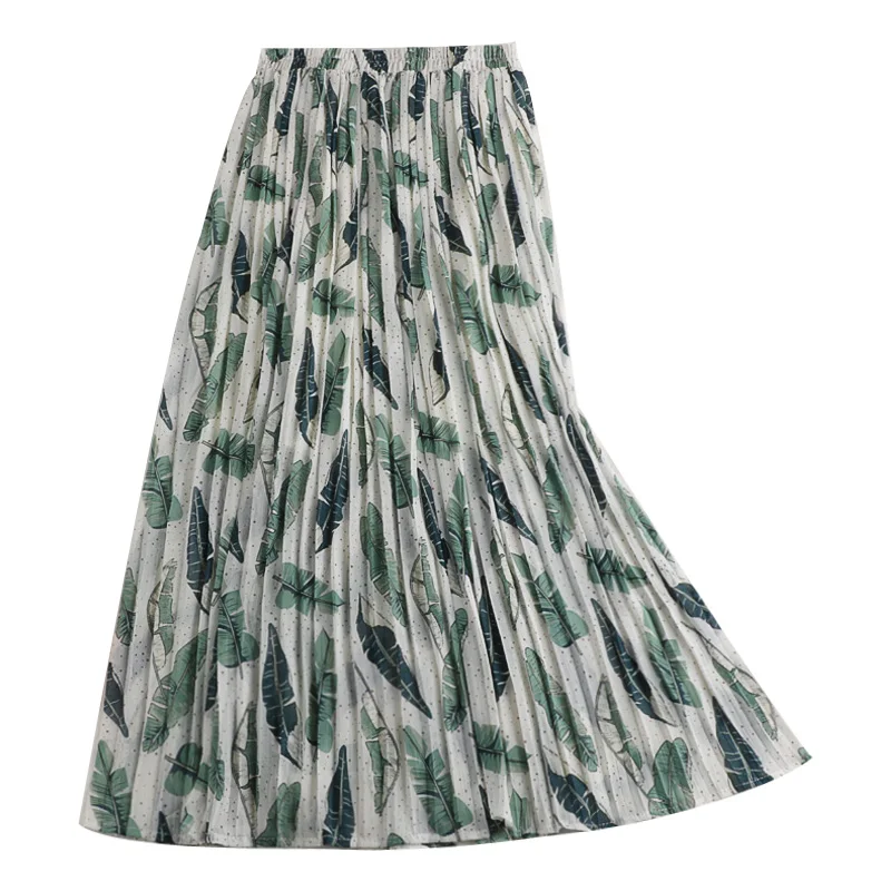 

D146 summer new high waisted slim Chiffon printed skirt in Korean A-line medium length retro versatile skirt