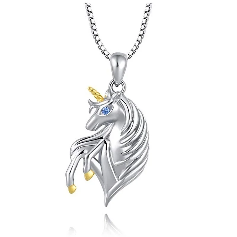 

Fashion Gorgeous Unicorn Blue Zircon Necklace Female Romantic Wedding Accessories Valentine's Day Jewelry Gift Jewelry Wholesale