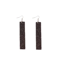 zwpon various colors vertical bar pu leather glitter earrings women long leather rectangle earrings jewelry wholesale