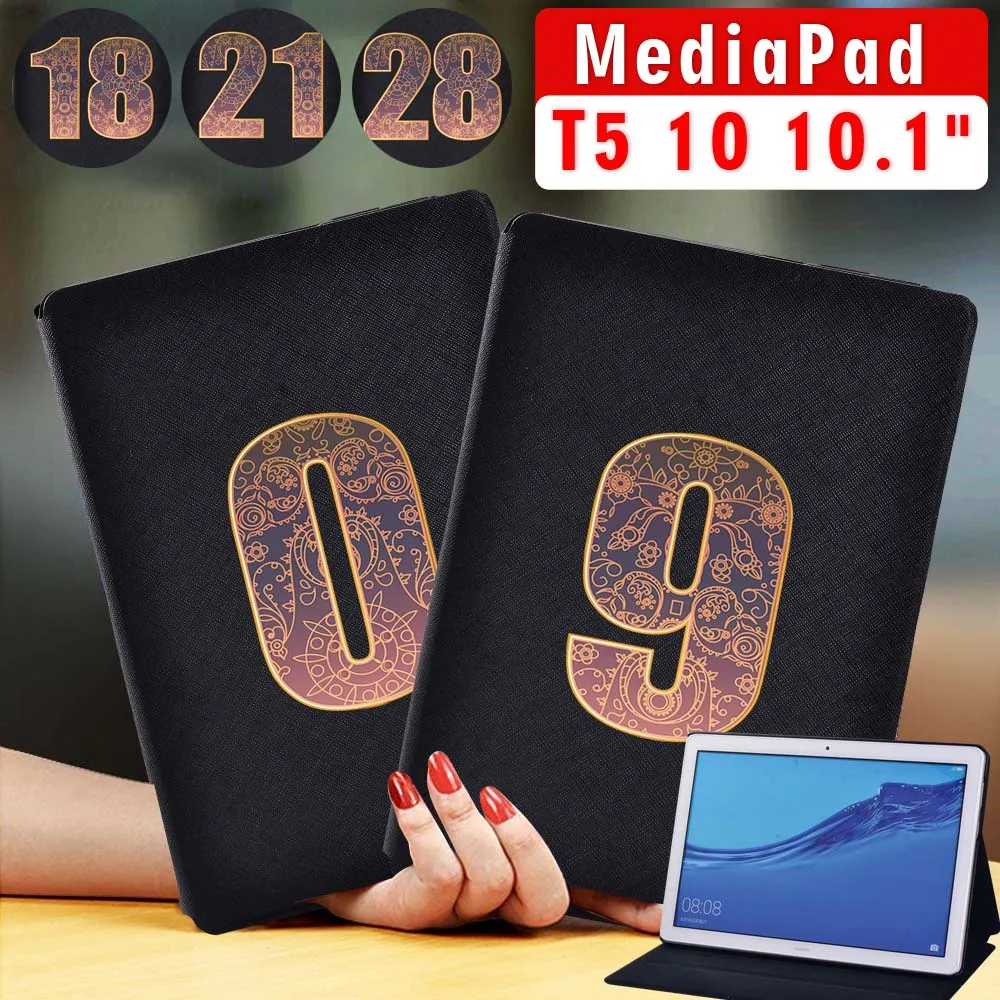 

Tablet Case for Huawei MediaPad T5 10 10.1 Inch PU Leather Shockproof Protective Shell + Free Stylus