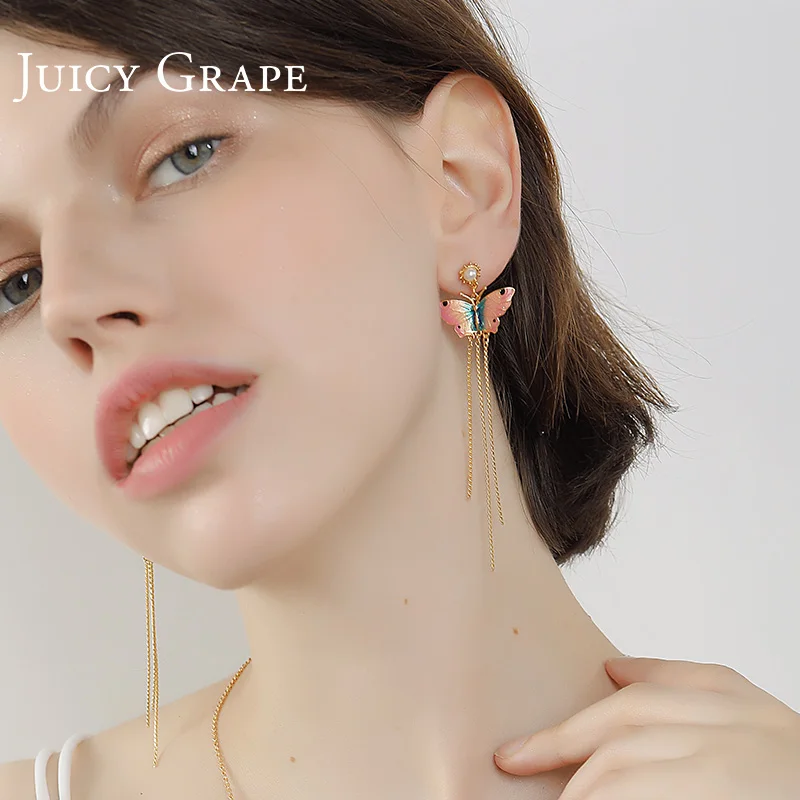 Сочный винограда Ленточки серьги Для женщин серьги-гвоздики темпераментные