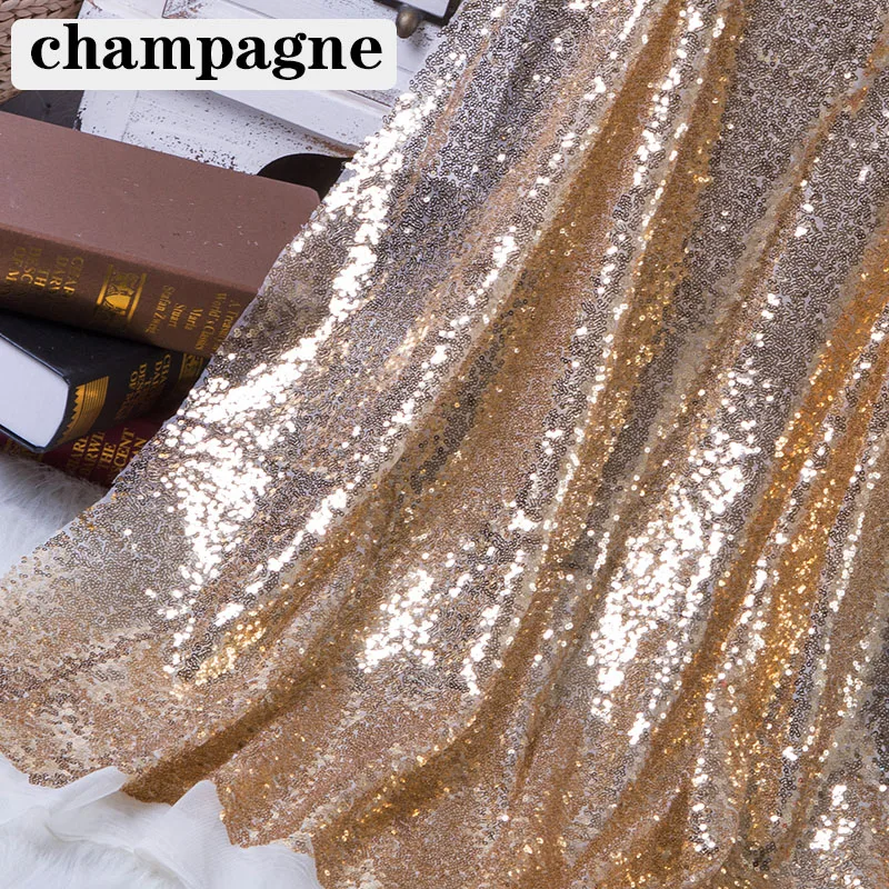 champagne 1 м/2 м DIY 3 мм Ткань блесток блестка золото серебро блестки ткань для платья сцены вечерние украшения свадьбы - Цвет: champagne