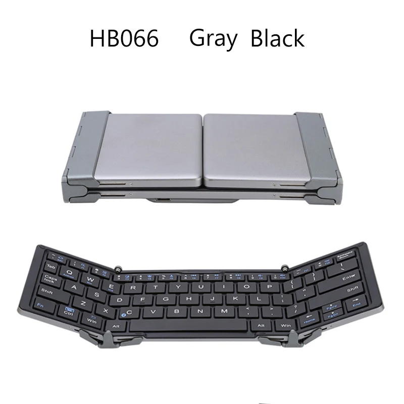 066 Gray Black AVATTO Алюминиевый Чехол, Портативная Складная Bluetooth клавиатура, складная беспроводная мини-клавиатура для планшета для IOS/Android/Windows phone - Цвет: 066 Gray Black