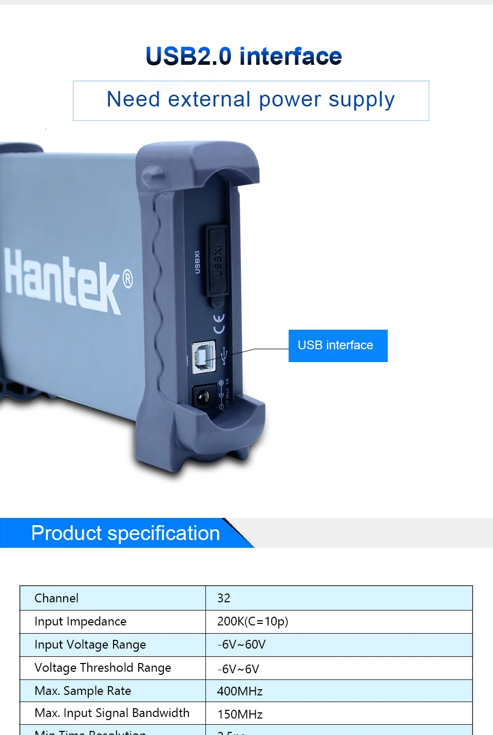 Hantek 4032L PC USB логический анализатор 2 Гбит Глубина памяти 150 МГц полоса пропускания 32 канала Осциллограф США/ЕС разъем