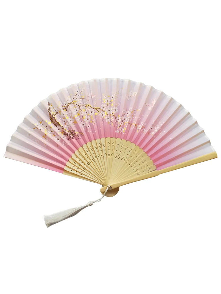 

Japnese Style Summer Vintage Bamboo Folding Hand Held Cherry Blossoms Fan Chinese Dance Party Pocket Gifts Wedding Colorful Fan