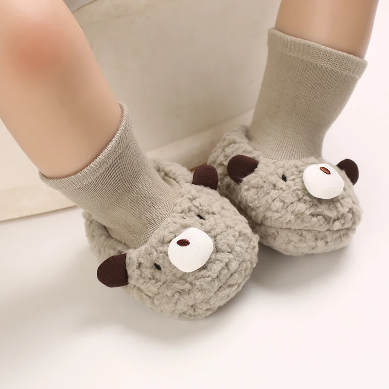 

2021 Spring Toddler Boy Girl Lamb Slippers Prewalker Newborn Baby Crawling Shoes Trainers Fur Winter Animal Ears First Walker