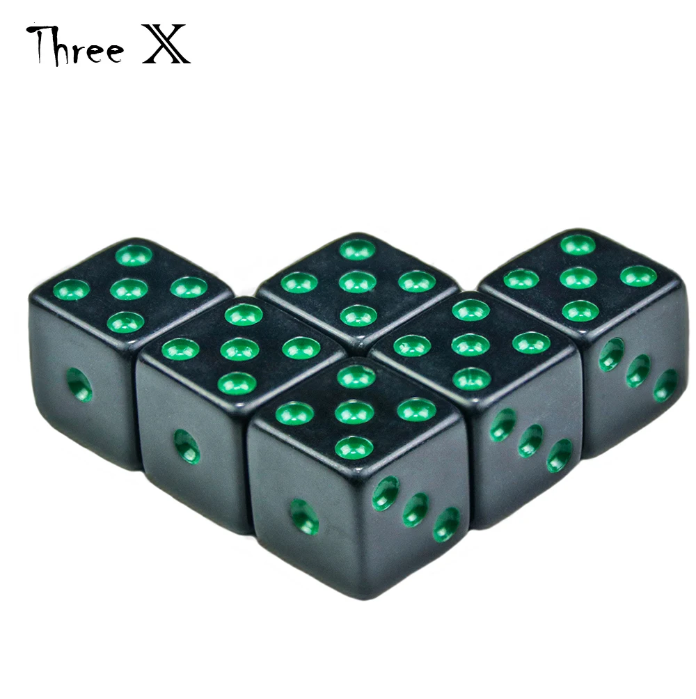 Черный 6-гранная игр Набор кубиков 16 мм квадратный угол для ролевых как например