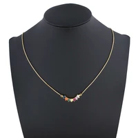 nidin new arrival cz rainbow necklace woman long chain zirconia necklace natural stone jewelry collar pendant gift for women