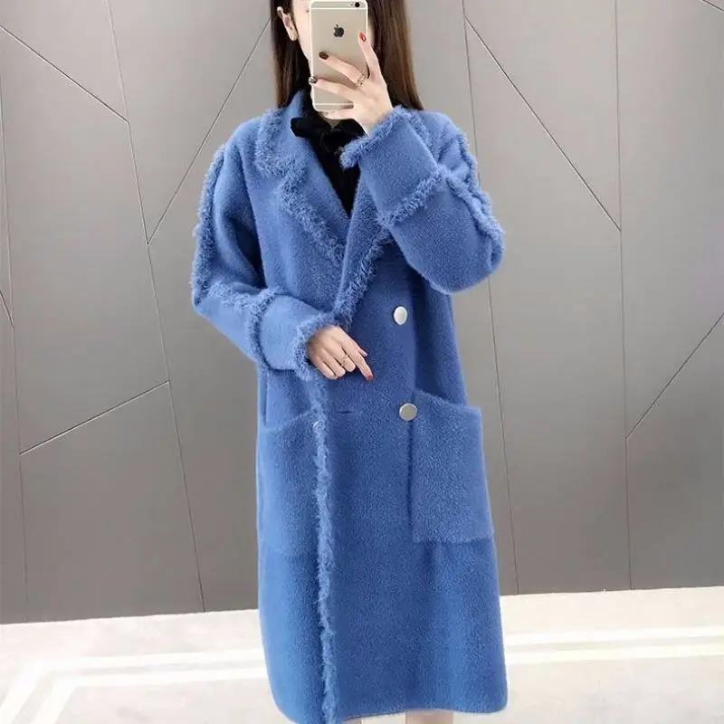 Женские 2019 новые осенние зимние кашемир под норку пальто свободные повседневные