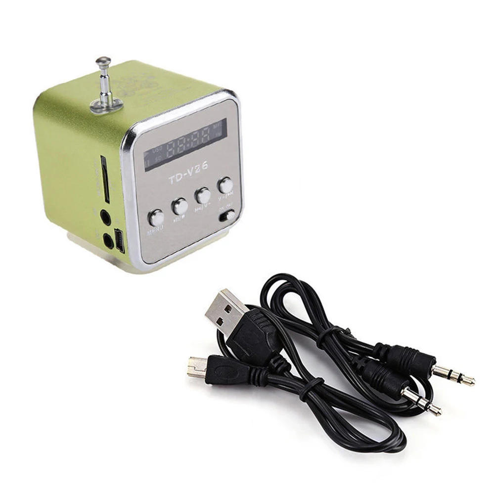 TD V26 мини портативный динамик ЖК цифровой звук micro TF карта fm радио AUX стерео