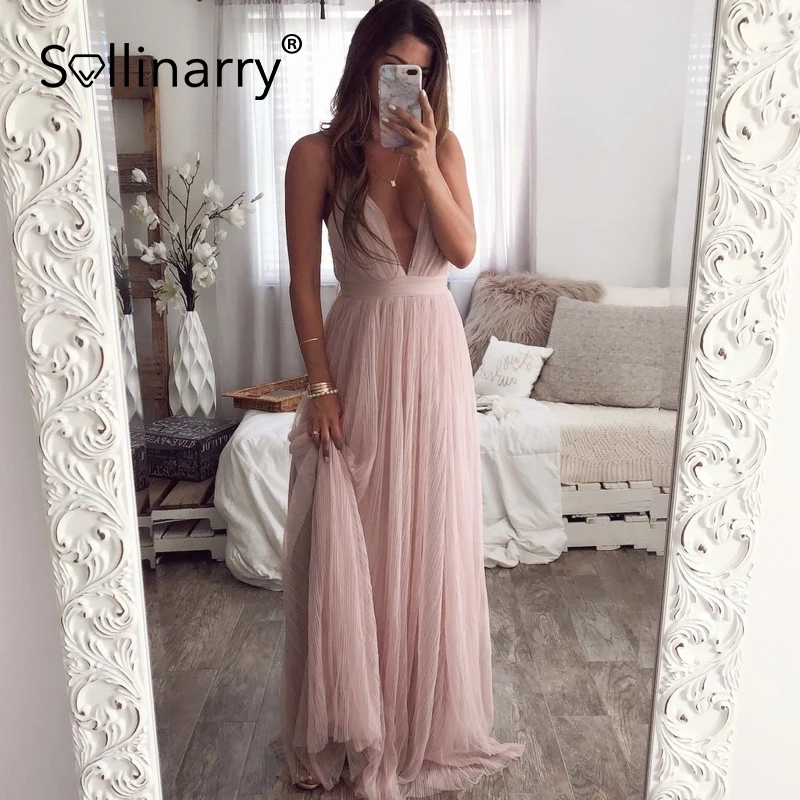 Женское кружевное платье BeAvant элегантное розовое вечернее с V образным вырезом