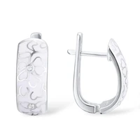2022 brand new jewelry luxury vintage ladies flower pattern silver stud earrings white enamel zircon earrings for wedding party