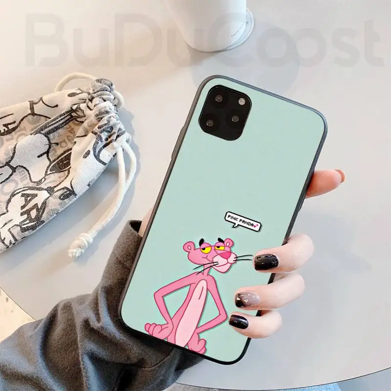 

Slok Pink Panther Black Soft Shell Phone Case Capa For iphone 11 Pro11 Pro Max X XS XR XS MAX 8plus 7 6splus 5s se 7plus case