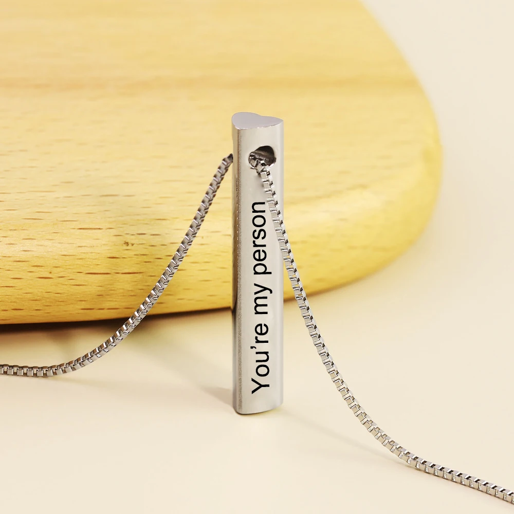 

Customized Love 3D Heart Bar Pendant Necklaces Stainless Steel Name Necklace for Women and Men Personalized Couple Gift