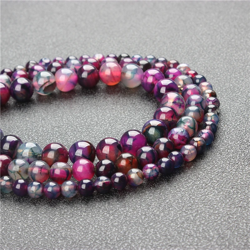 

Natural Purple Dragon Agate Round Bead Loose Beads 6 / 8 / 10 / 12mm Suitable For Jewelry Making DIY Bracelet Necklace