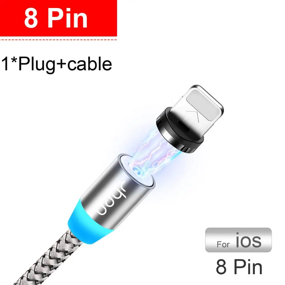 Udyr Магнитный Micro usb type C кабель для iphone samsung Android 2 м Быстрая зарядка магнит Зарядное устройство USB кабель провод для мобильного телефона шнур - Цвет: Silver For iphone