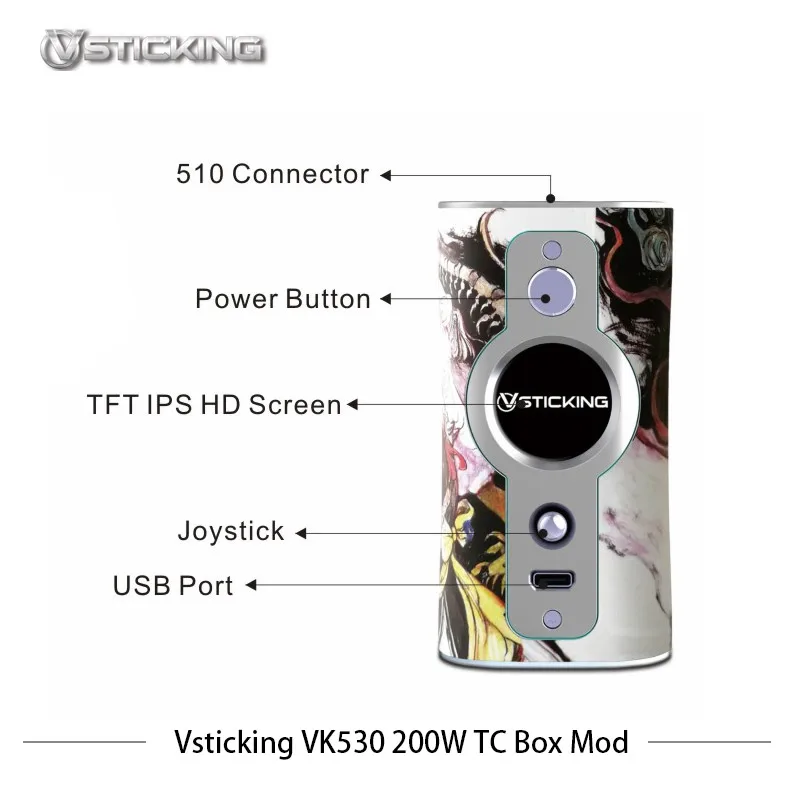 Vsticking VK530 200 Вт TC Box Mod двойная батарея электронная сигарета мод макс. испаритель