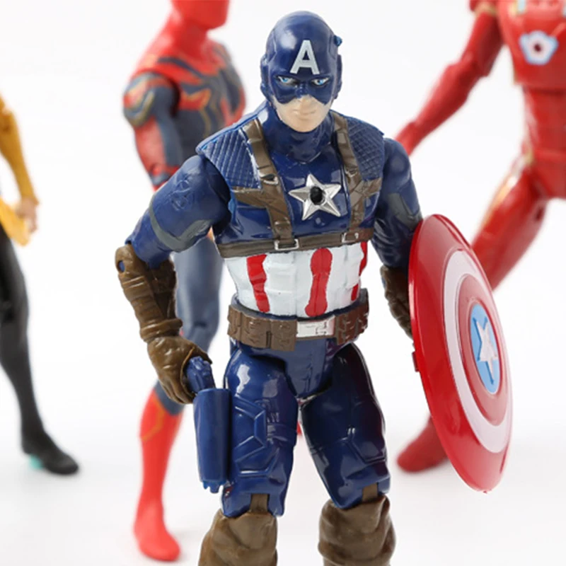 17 см освещение Мстители Marvel ПВХ Фигурки Человек-паук Фигурки, детские игрушки Халк Капитан Америка Супермен Черная пантера