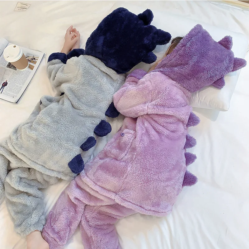 Winter Children Pajamas Baby Clothing Set Kids Dinosaur Cartoon Flannel Sleepwear Nightwear Boy Girls Animal Pyjamas Pijamas Set