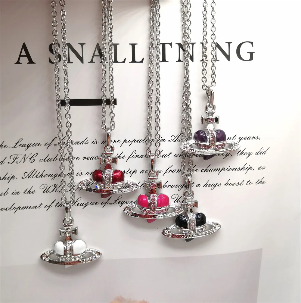 Оригинальная новая крутая с украшением в виде кристаллов Сатурн цепочка колье