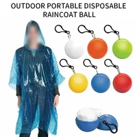 portable raincoat ball women men outdoor rainwear waterproof disposable camping hooded ponchos plastic keyring ball rain cover