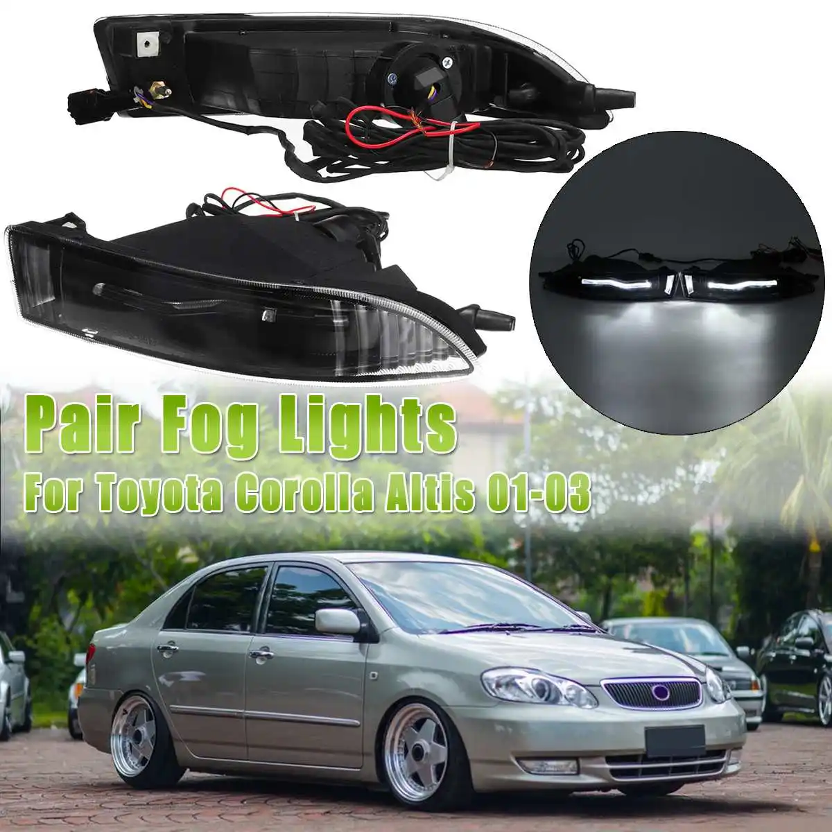 

Pair Left Right Front Car Fog Lamp Fog Light 2001 2012 2003 For Toyota Corolla Altis Led fog Light Car Light Assembly Brand NEW