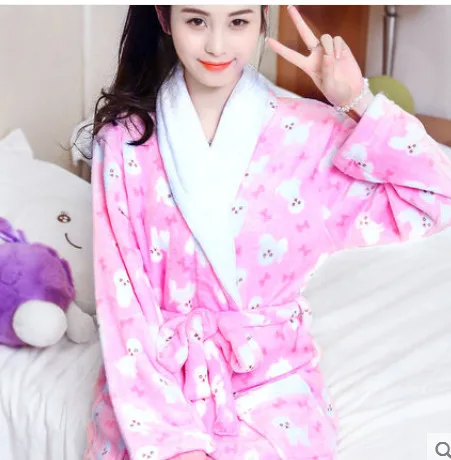 Women Pajama5 Зимний теплый халат из кораллового флиса, женский халат, женская ночная рубашка, кимоно, цветочные халаты, одежда для сна, домашняя одежда - Цвет: Women Pajama5