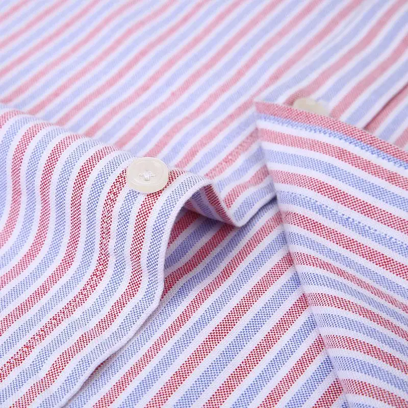 

Men's Striped Standard-Fit Oxford Cotton Shirts Smart Casual Button down Collar Long Sleeve Easy Care Workwear Thick Tops Shirt