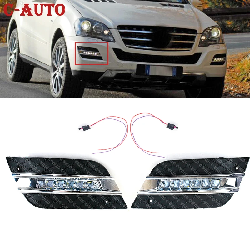 

1 Pair Car Daytime Running Light LED Waterproof ABS 12V Car DRL Lamp For Mercedes Benz ML350 W164 ML280 ML300 ML320 2010 2011