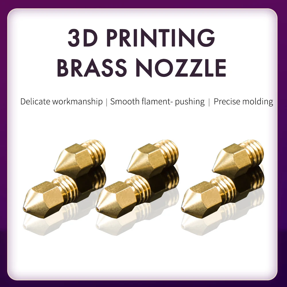 10Pcs/Lot 3D Printer Parts Brass Copper Nozzle 0.2mm 0.3mm 0.4mm 0.5mm 0.6mm 0.8mm Extruder Print Head For 1.75mm MK8 Makerbot