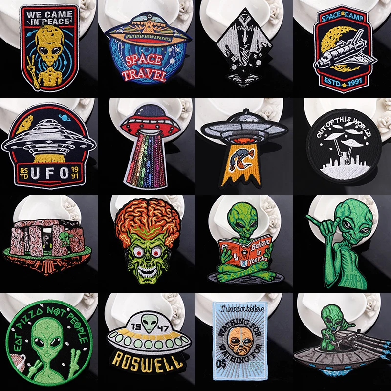 DIY Alien/нашивка с НЛО утюгом на нашивках одежде вышитые патчи для одежды патч пошив