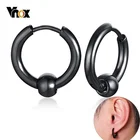 Серьги-кольца из нержавеющей стали Vnox классические простые круглые бусинки Brincos