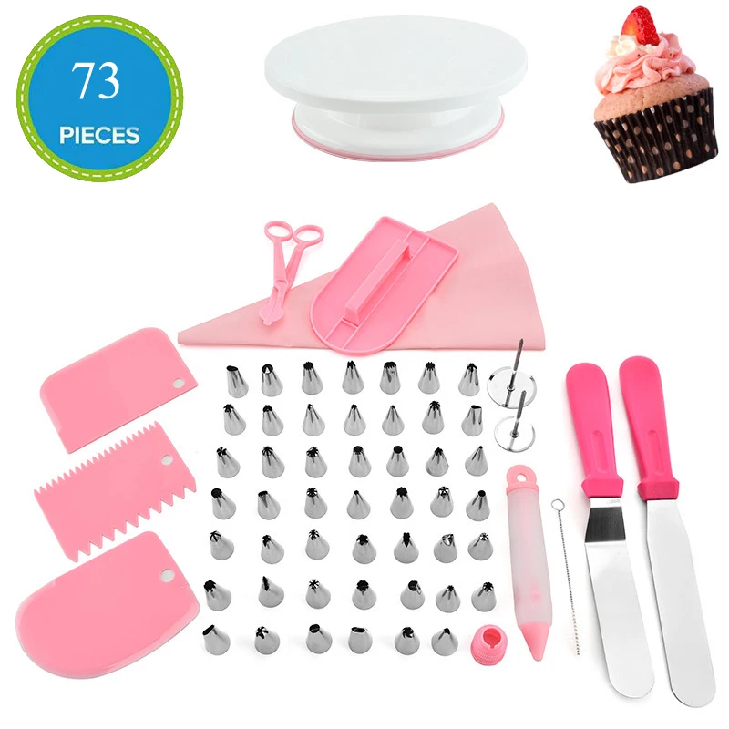 

Meibum 73Pcs Pastry Nozzles Converter Baking Tip Sets Cake Decorating Tools Confectionery Nozzle Cream Bag Stainless Icing Tips