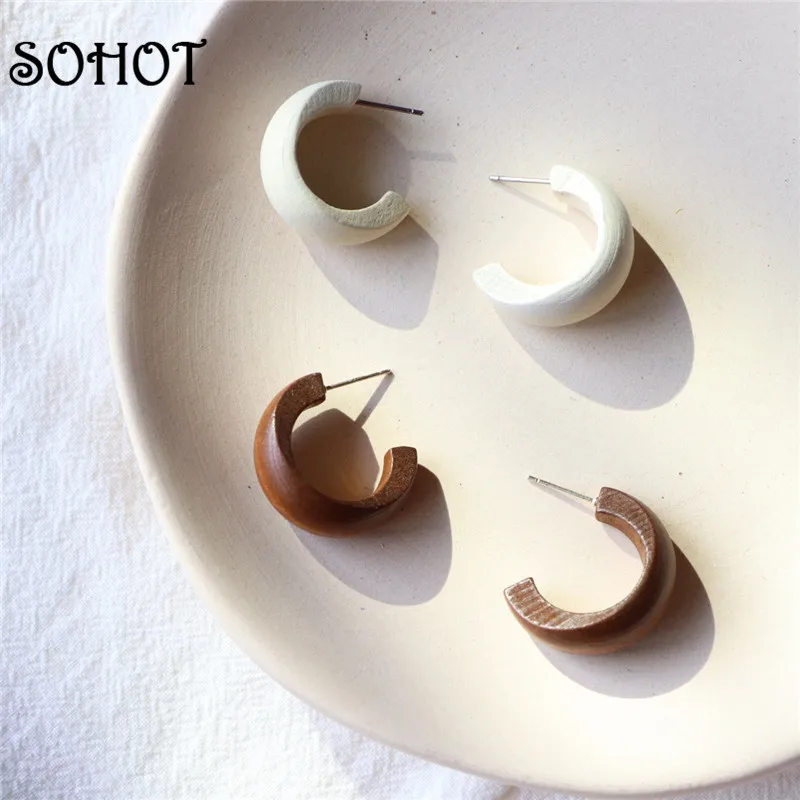 SOHOT Новые Креативные буквы трендовые большие круглые женские серьги кольца