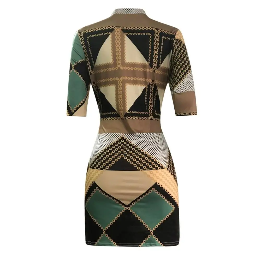 Мини-платье в стиле ретро с принтом женское модное платье высокой талией