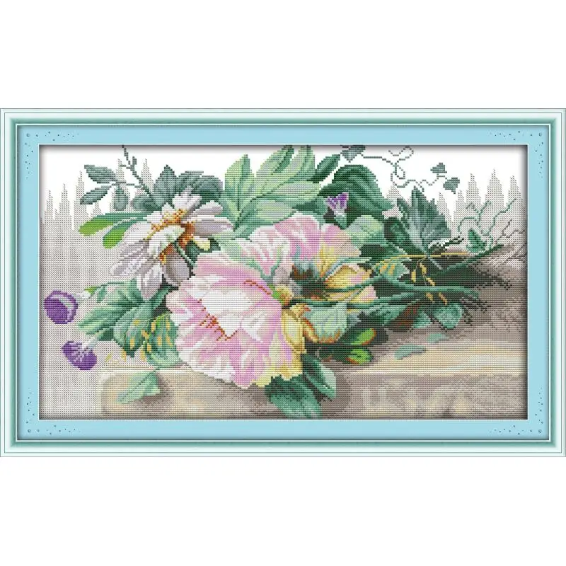 

Cross Stitch Joy Sunday Flowers Paintings Counted Printed On Canvas 11CT 14CT DMS Embroider Cross Stitch Kits DIY Needlework Set