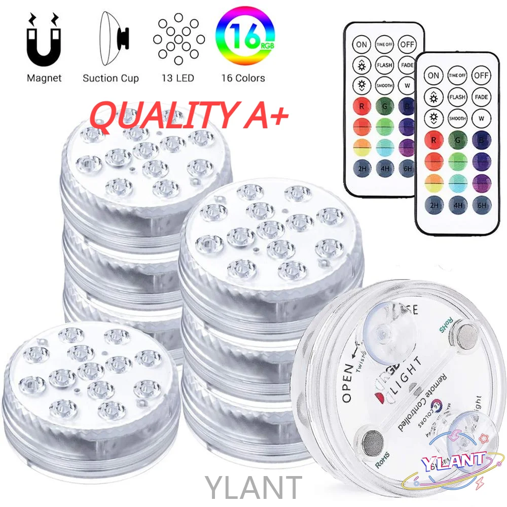 

SWT 16 Color Underwater Light LED RGB Submersible Lights Swimming Pool Lamp IP68 With RF Remote for Fish Tanks Aquariums Bathtub