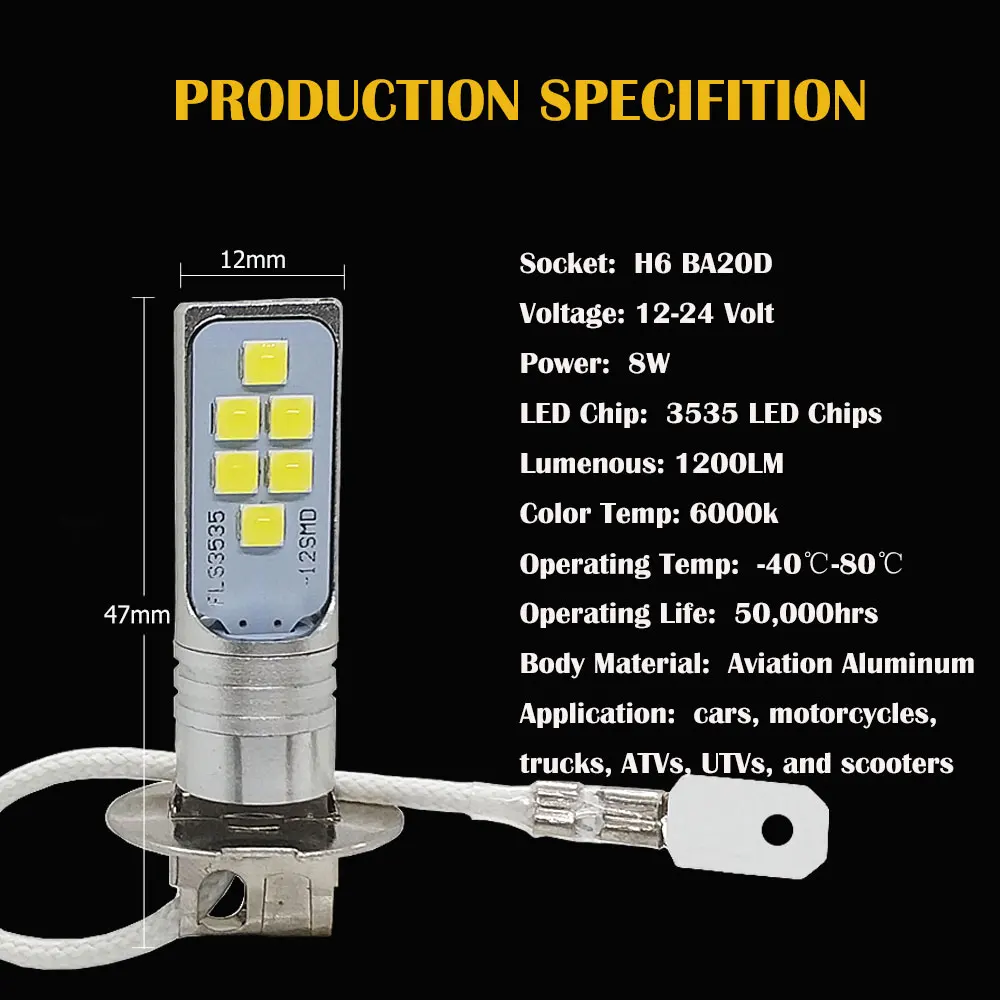 1 шт. H3 светодиодная лампа 12X3535 SMD супер яркие Автомобильные противотуманные фары