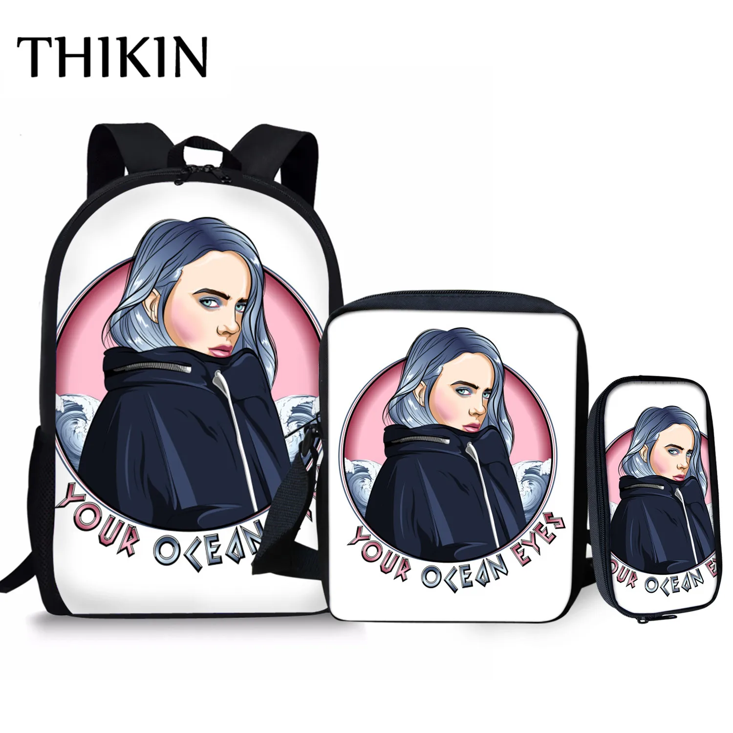 Женский рюкзак THIKIN Rapper Billie Eilish для девочек-подростков, школьная сумка в стиле хип-хоп для женщин, вместительная сумка для путешествий, Студенческая сумка Mochila