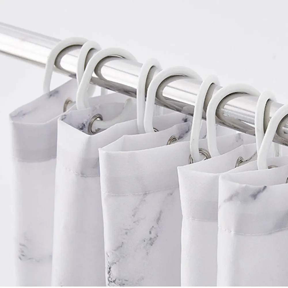 Штора для душа с крючками занавеска из полиэстера мраморным узором