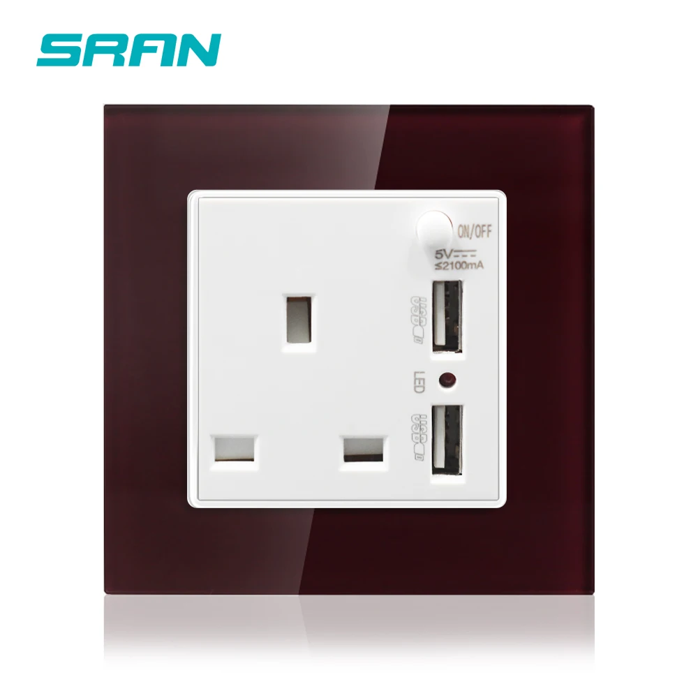 SRAN Британский стандарт розетки 2USB быстрой зарядки интерфейс Безопасный и эффективный переключатель гнездо