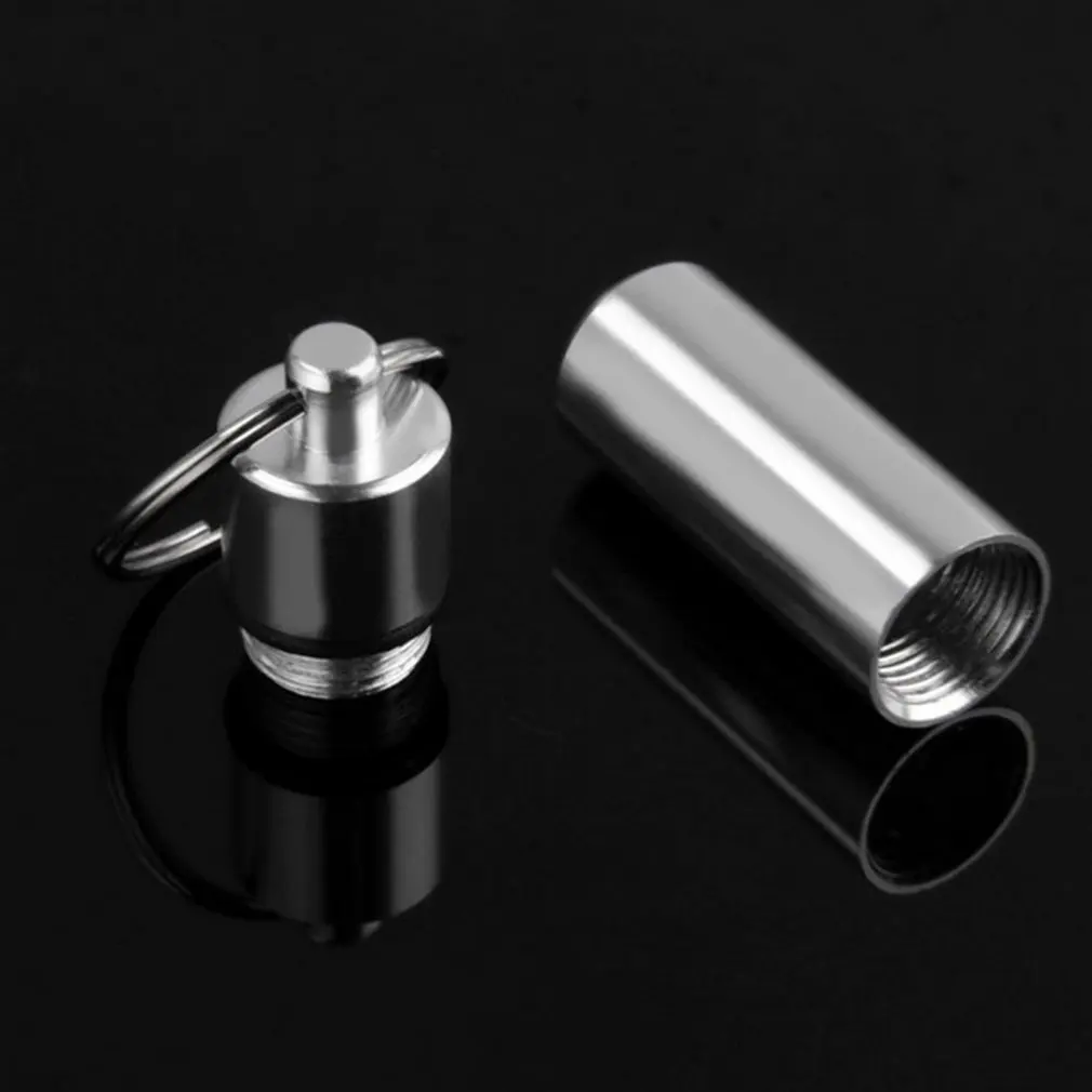 

Small Size Keychain Design Travel Pill Box Waterproof Aluminum Alloy Pill Drug Storage Box Case Holder Container 1pcs