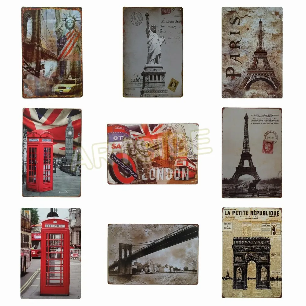 Старый знаменитое здание Лондонский мост из металла наклейки в ретро стиле