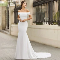 eightree elegant off shoulder wedding dresses white mermaid satin 2021 summer formal bridal evening ball gown dress custom size
