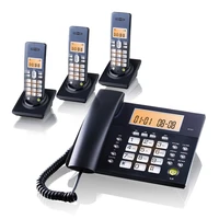 Expandable Corded Cordless Phone System with Handset Base  Answering System  Caller ID  Orange Backlit  Speakerphones