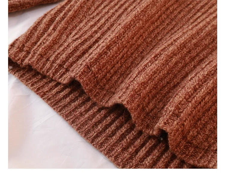 

100% Wool 2021 Autumn and Winter New Long-sleeved V-neck Pullover Sweater Solid Color Silhouette Outer Wear Sweater Women