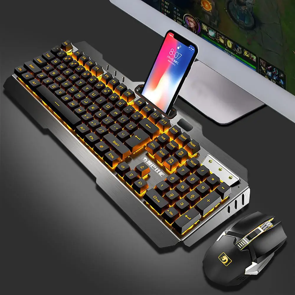 

Wireless Mechanical Keyboard and Mouse Game Set Rechargeable with Backlight for Gaming Desktop Bluetooth Wireless 101 Keys