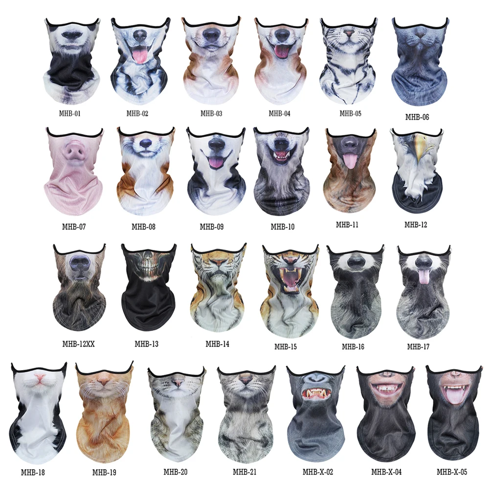 Банданы с 3D рисунком животных мотоциклетная защита на половину головы унисекс
