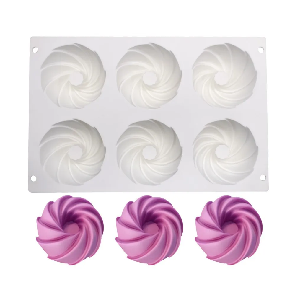 

Spiral Flowers Cake Decorating Mold 3D Silicone Molds for Baking Cakes Brownie Mousse Make Dessert Pan Chocolate Tools